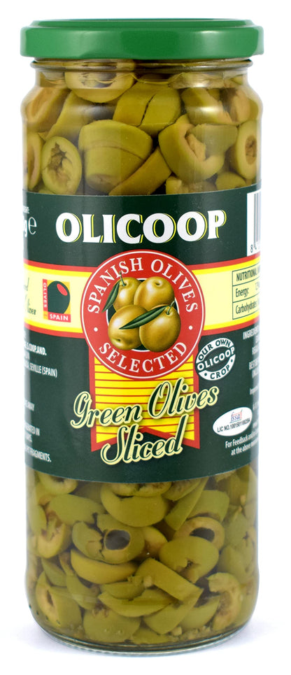 Olicoop Green Stuffed Olives + Green Slice Olives, 450g, Pack of 1 Unit Each - "Stuffed with flavor!"