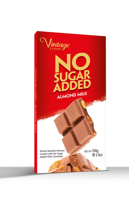 Vintage Luxury No Sugar Added Imported Delicious Chocolate Bar 100gm (Almond Milk)