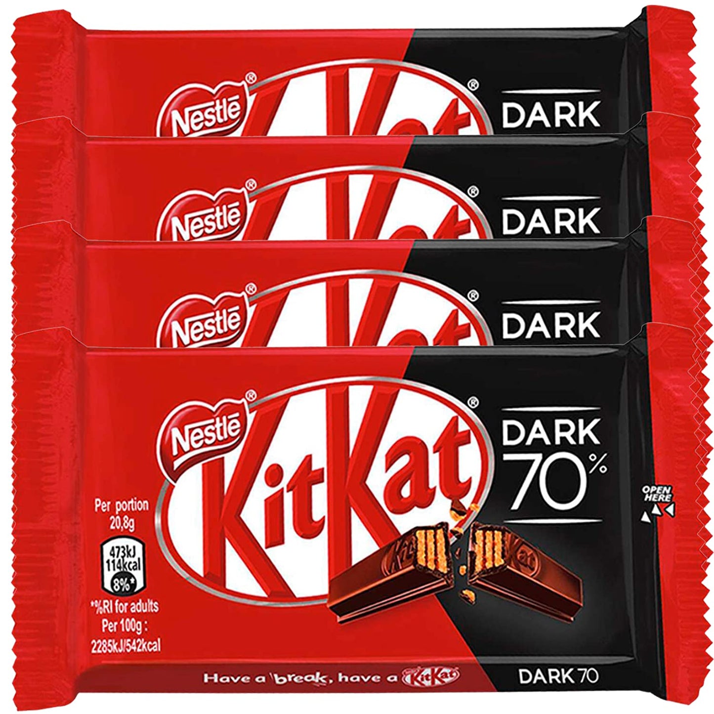 Nestle Kitkat 70% Dark Chocolate, 4 x 41.7 g - "KitKat 70% Dark - 4x41.7g of Intensely Dark Delight!"