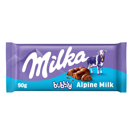 Milka Bubbly Alpine Milk Bar, 90 g - "Bubbly Choco Fun!"