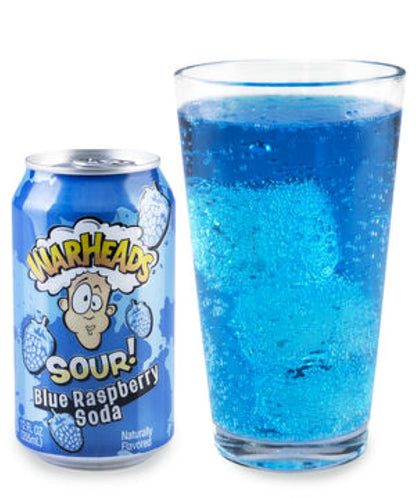 WareHeads Sour Blue Raspberry Soda 355ml (Pack of 6 Cans X 355ml Each)