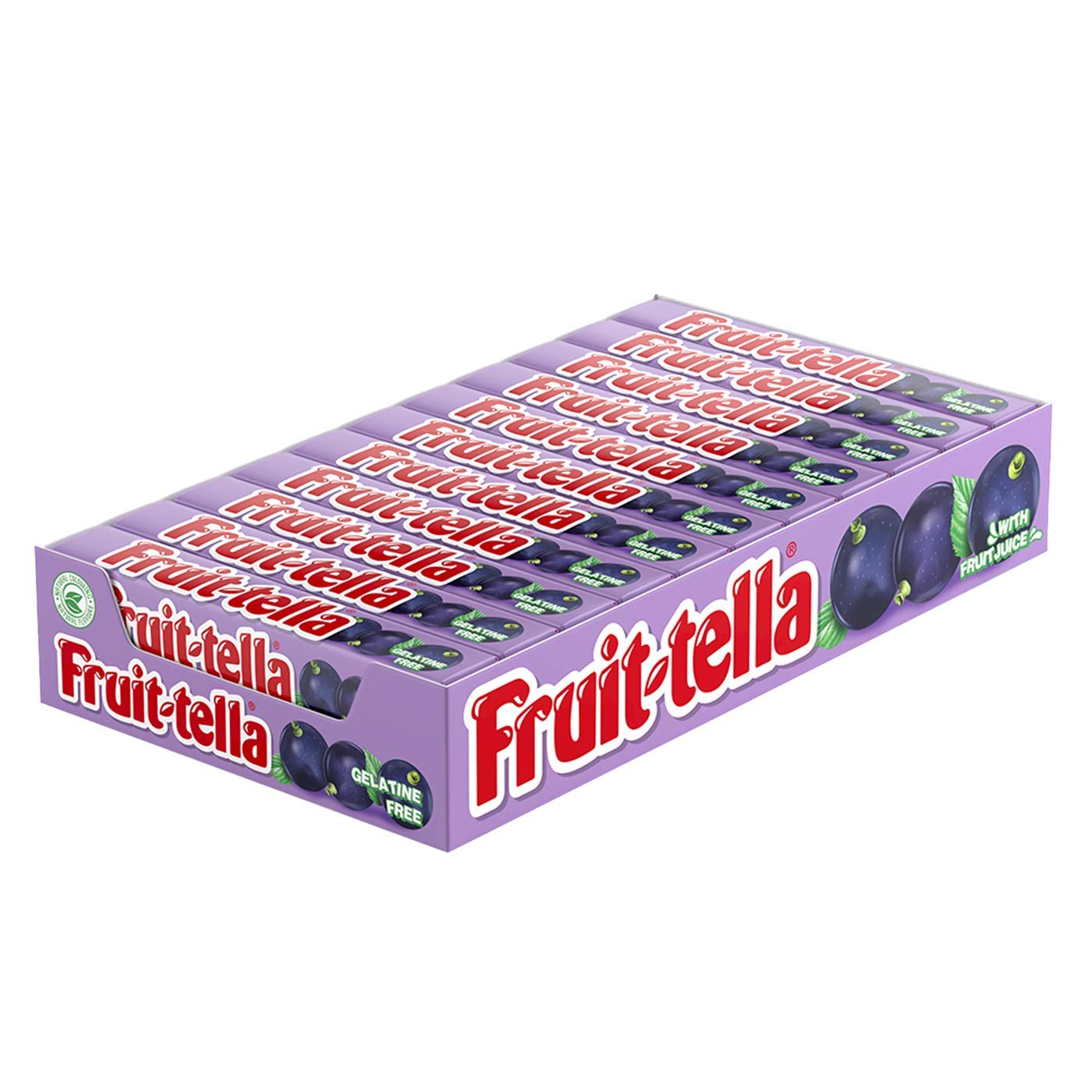 Fruit-tella Grape 20 Stickes, 40 g - Grape-flavored chewy candy sticks! Perfect for a burst of grape goodness in every bite!