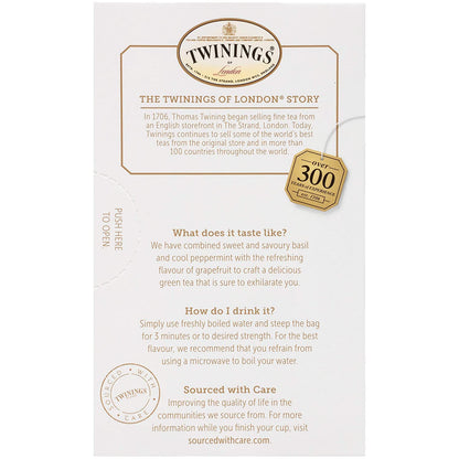 Twinings Superblends Adaptogens Detox With Gotu Kola, Grapefruit & Basil Flavoured Green Tea, Supports Detox, 18 Tea Bags - 36 Gm