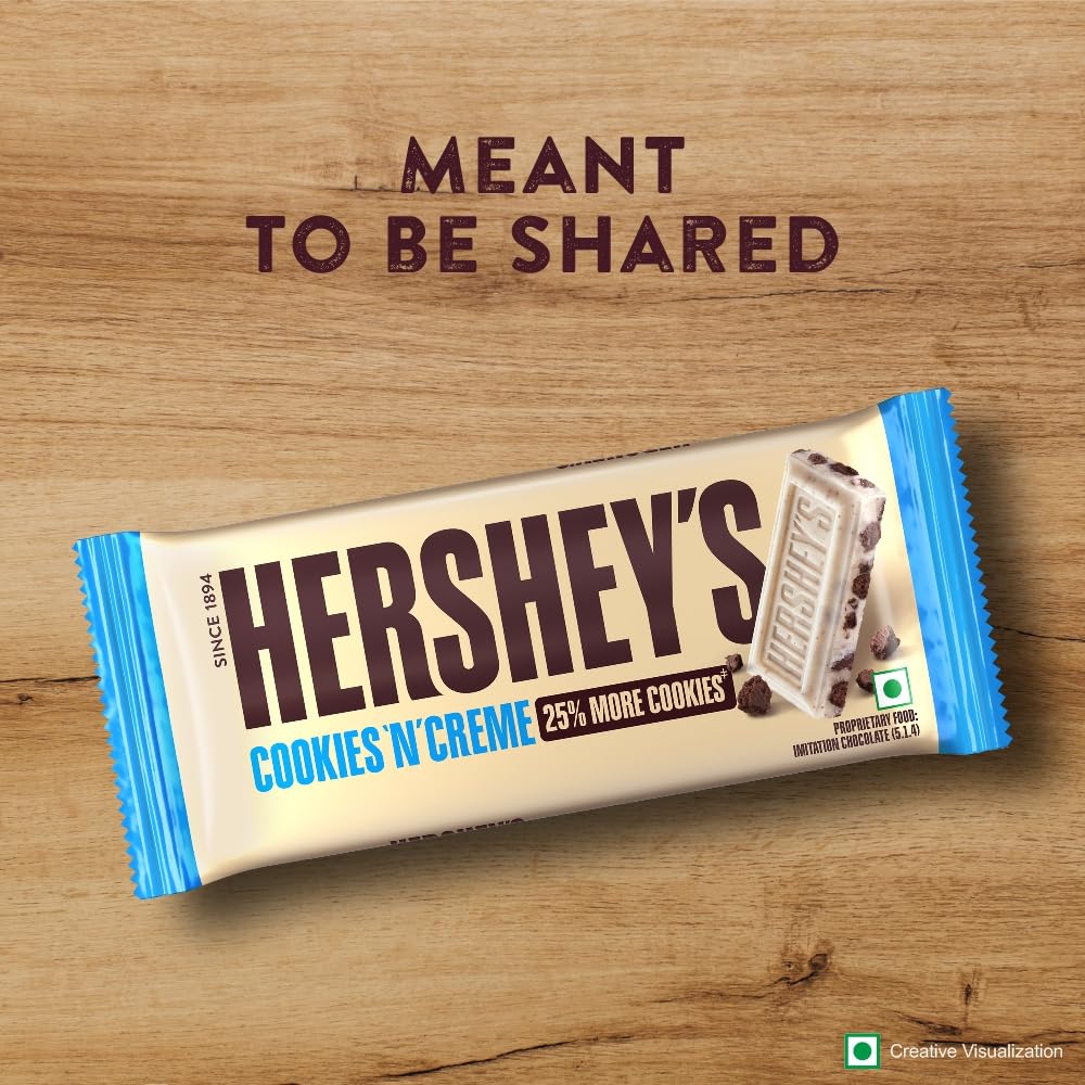 HERSHEY'S Cookies 'N' Creme Bar | Delicious Crunchy Delights 40Gram - Pack Of 10 - Pack of 10 crunchy Cookies 'N' Creme bars, 40g each.