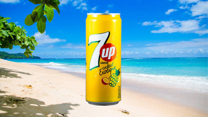 7up Exotic Cocktail Imported Soda Can - A Refreshing Blend of the Juiciest Fruits in a Fun-Sized Can, 330ml - Case of 24