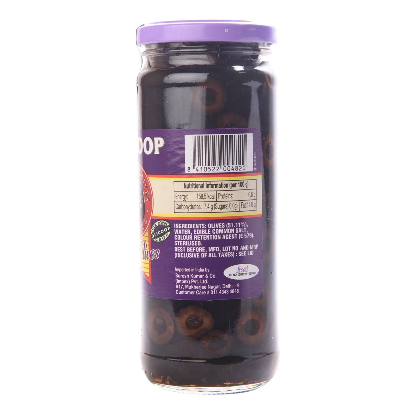 Olicoop Spanish Black Sliced Olives, 450g Jar - "Sliced Spanish olives!"