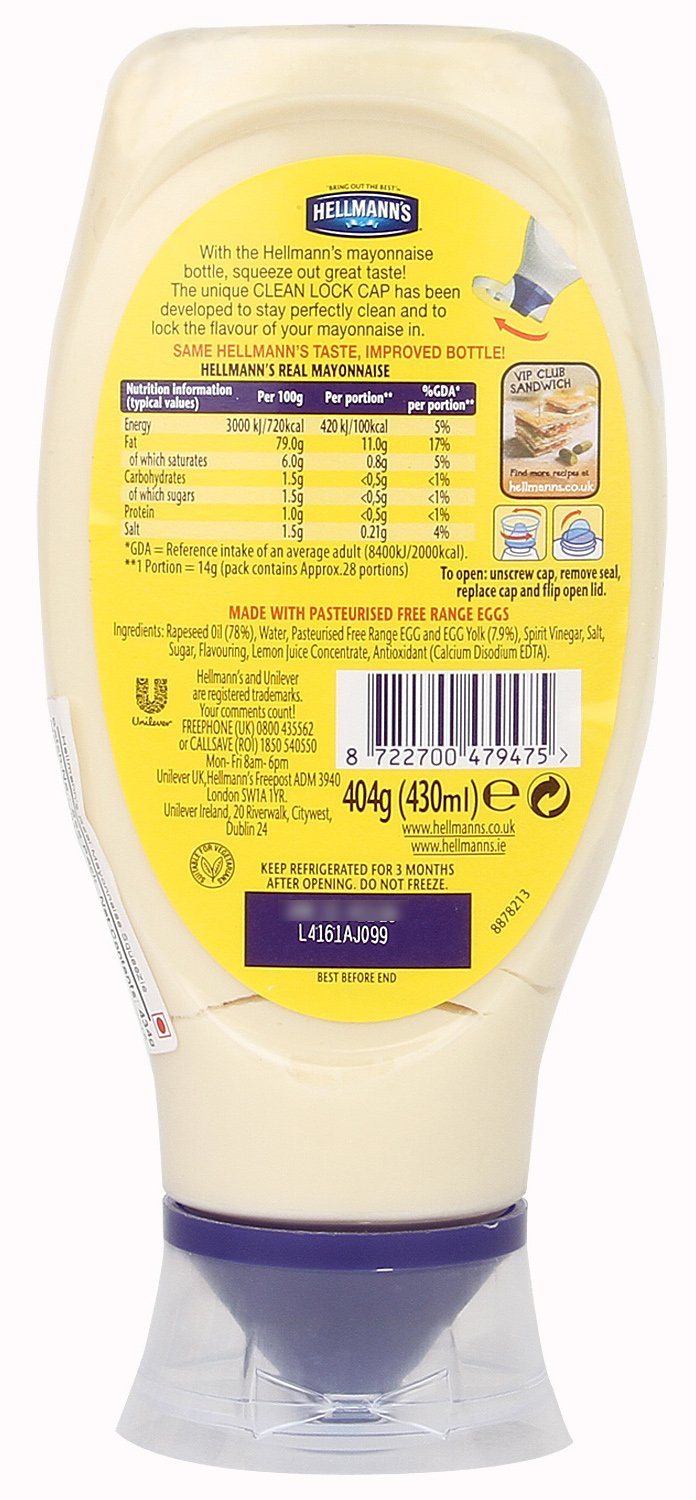 Hellman's Mayonnise Real, 430g - Classic real mayonnaise for a rich, creamy taste.