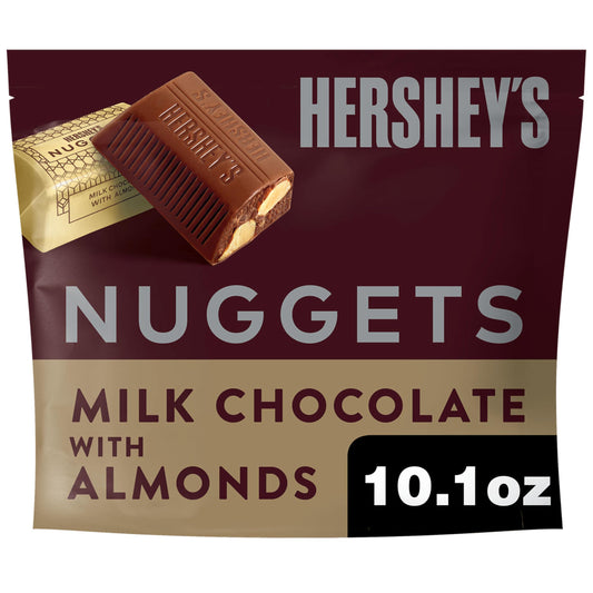 HERSHEY'S Nuggets Milk Chocolate with Almonds, 286 Gm - Smooth milk chocolate nuggets with crunchy almonds, 286g of yum.