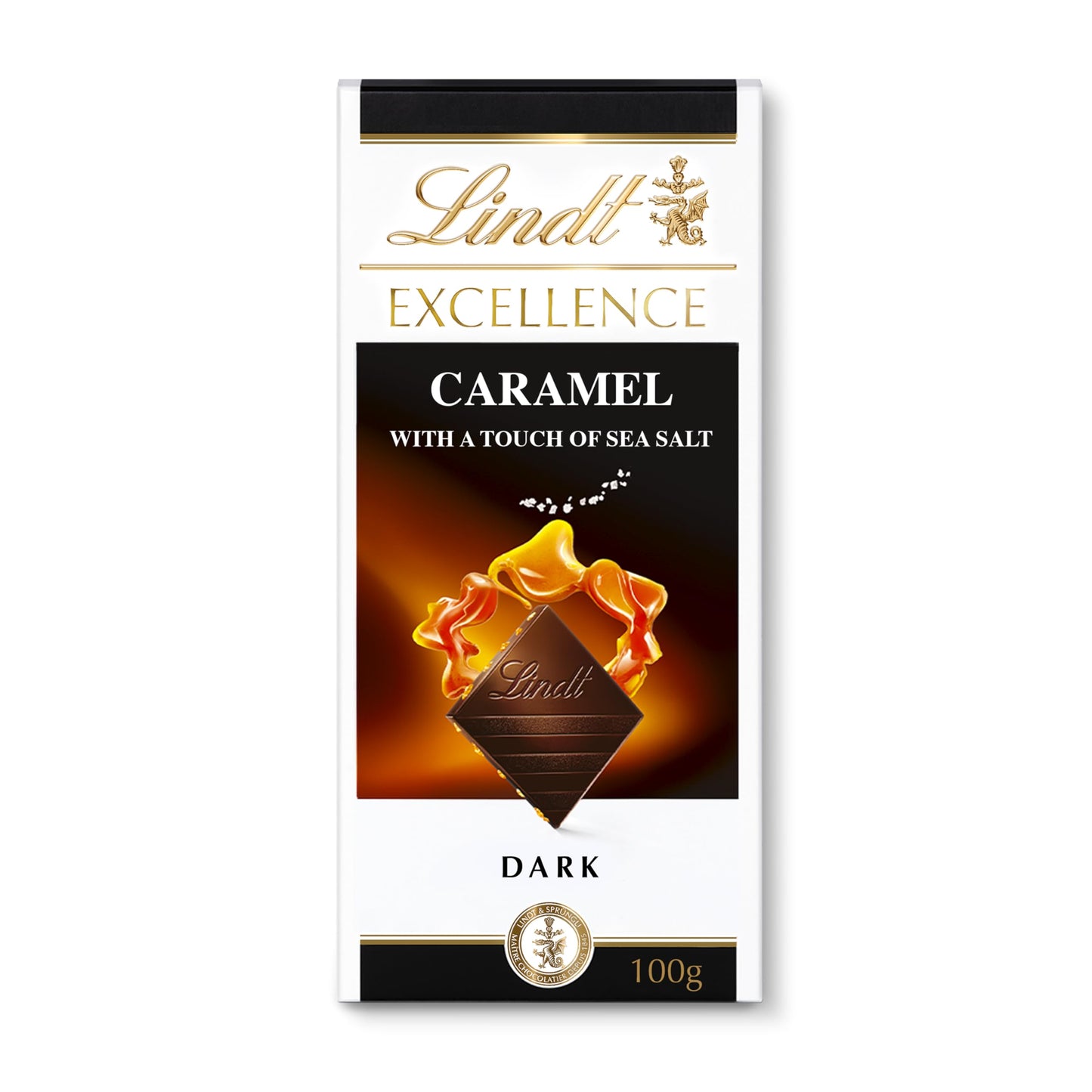 Lindt Excellence Caramel & Sea Salt Touch Dark Chocolate, 3.53 oz ℮ 100 g