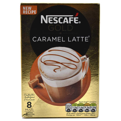 Nescafe Gold Caramel Latte, 17g X 8 (136g) - "Gold Caramel Latte - 8 Sachets of Caramel Bliss!"