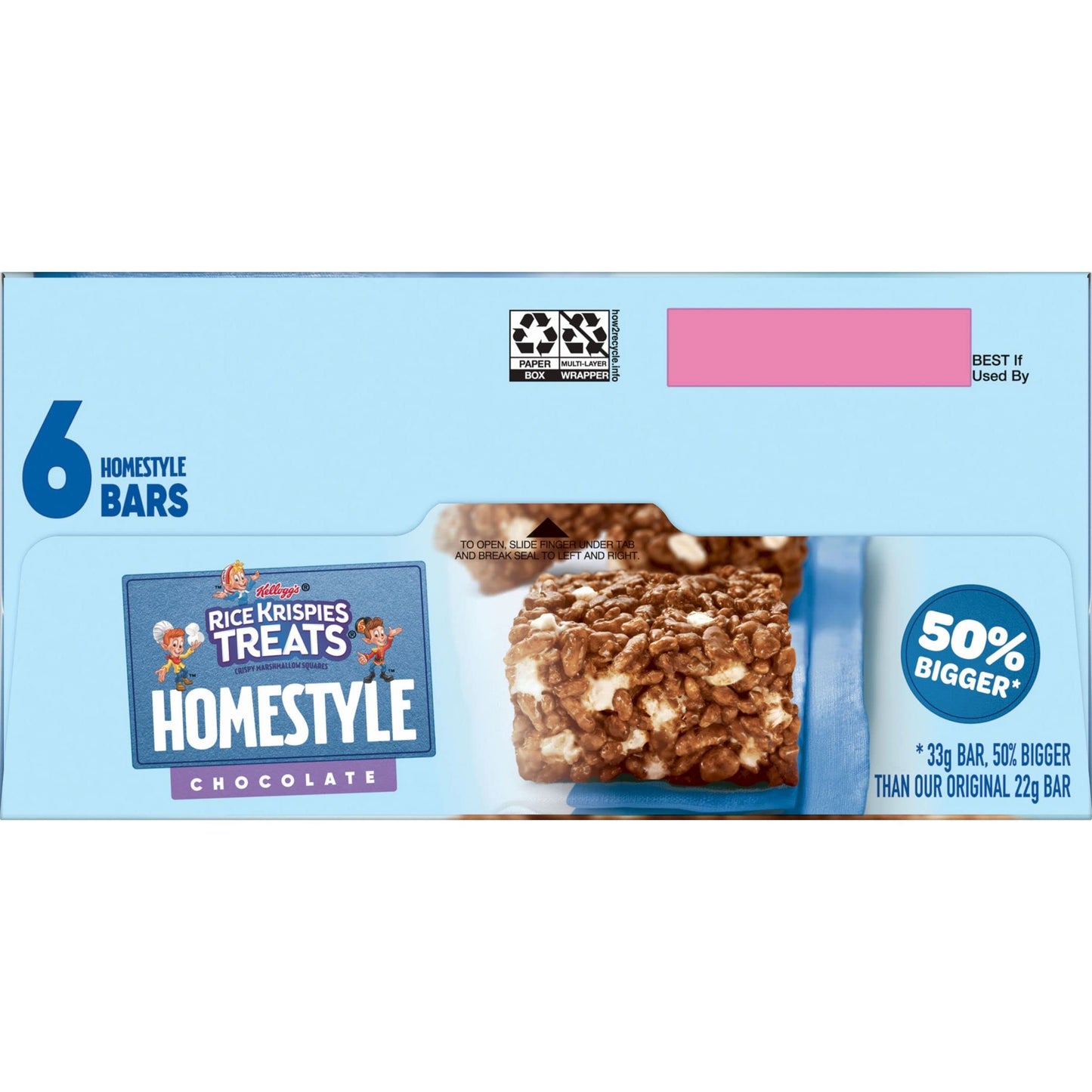 Kellogg's Rice Krispies Treats Homestyle, Crispy Marshmallow Squares, Chocolate, Lunch Box Snack, 6.98oz Box (6 Count)