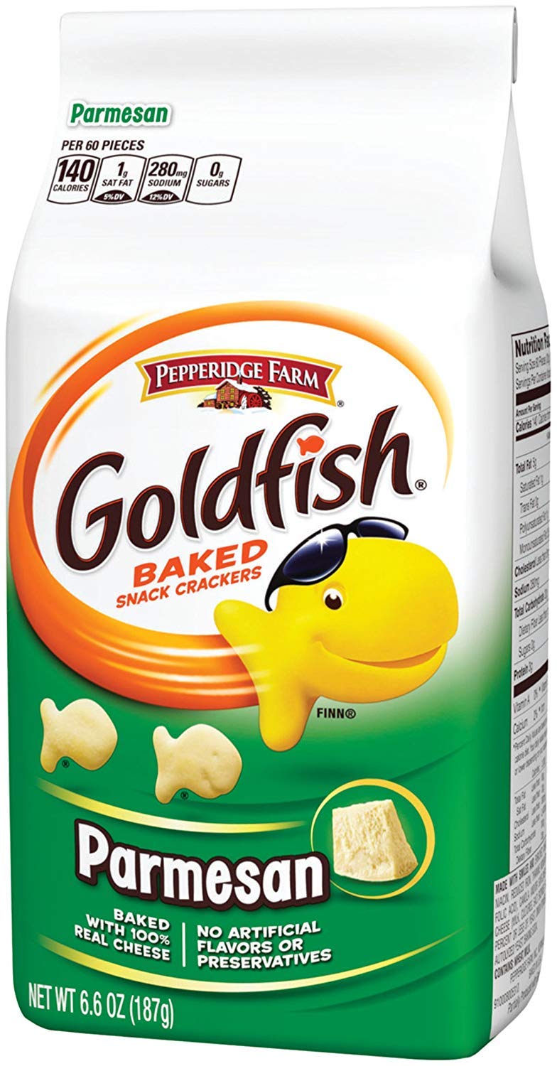 Pepperidge Farm Goldfish Parmesan Crackers, 6.6 oz. Bag (Pack of 2) - "Double cheesy goldfish!"