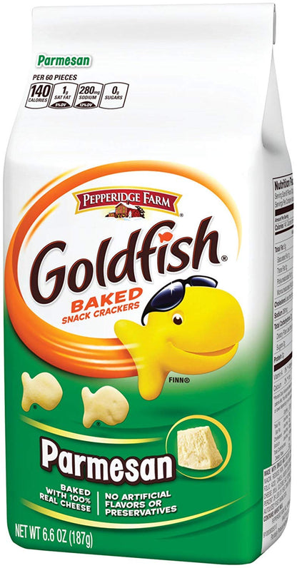 Pepperidge Farm Goldfish Parmesan Crackers, 6.6 oz. Bag (Pack of 2) - "Double cheesy goldfish!"