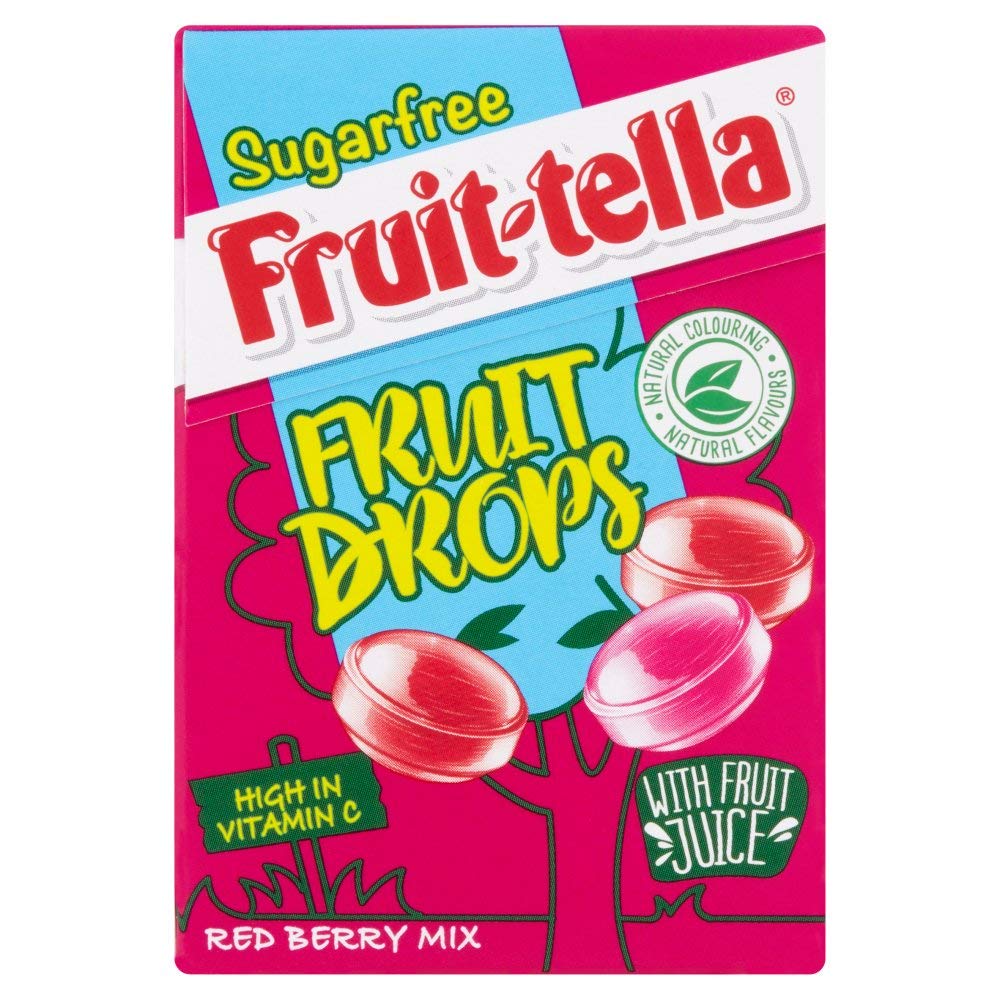 Fruit-Tella Sugar Free Fruit Drops Red Berry Mix Pouch, 45 g - Sugar-free fruit drops! Enjoy the red berry mix in a sweet and guilt-free treat!