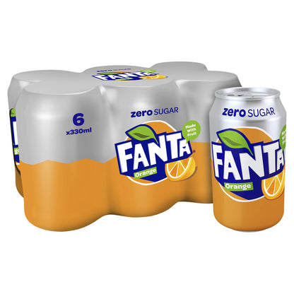 Fanta Orange Zero Sugar Drink Juice 6 X 330 Ml (Imported) (Uk), No Added Sugar - Zero sugar orange zest!