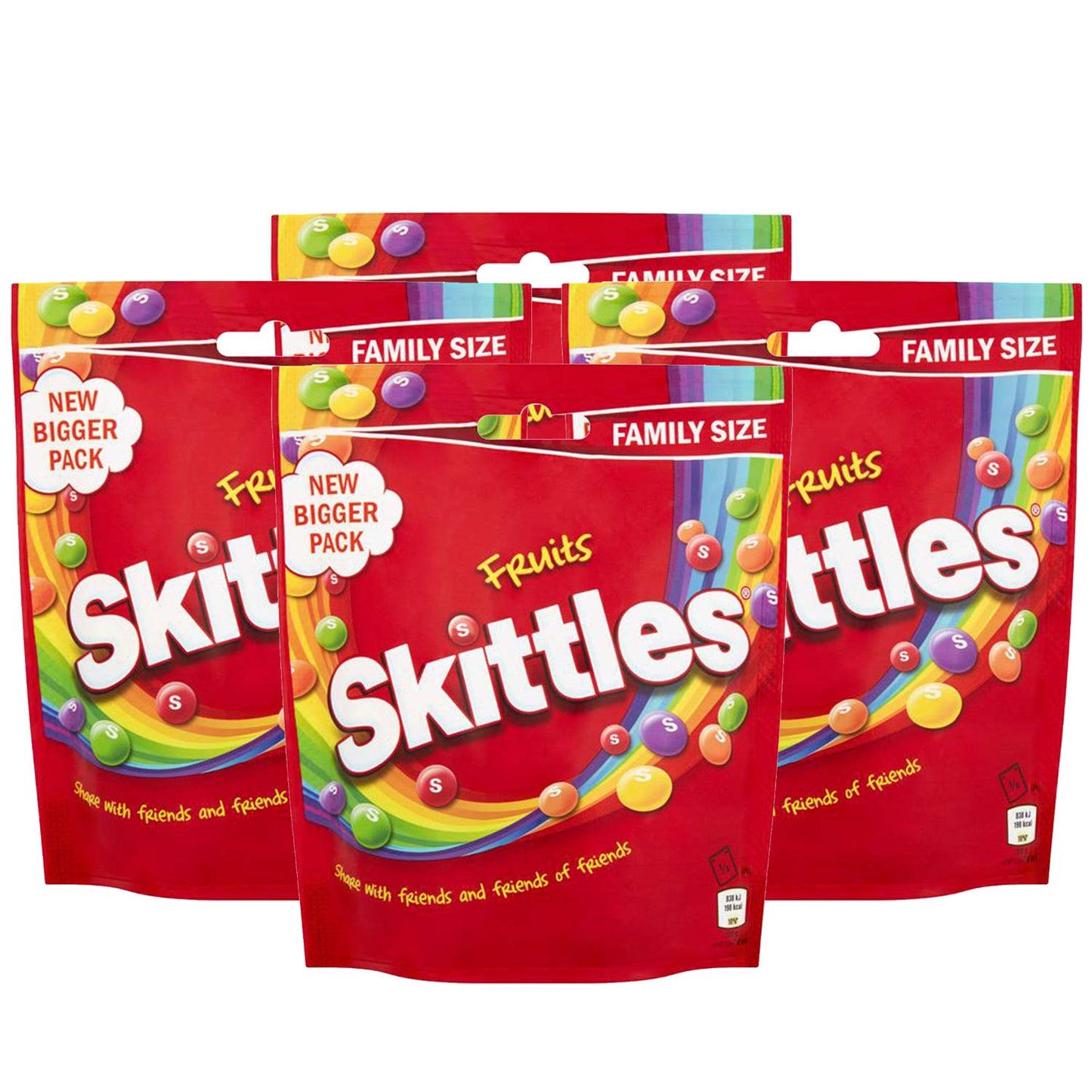 Skittles Fruits Flavoured Candy - 4 Pack Pouch, 4 x 196 g