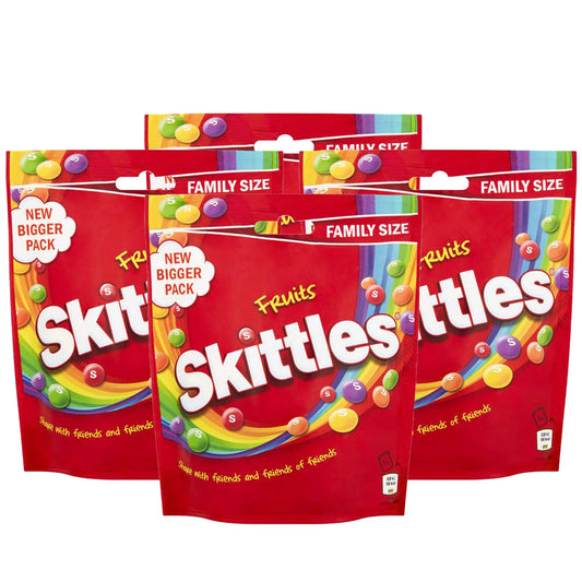 Skittles Fruits Flavoured Candy - 4 Pack Pouch, 4 x 196 g