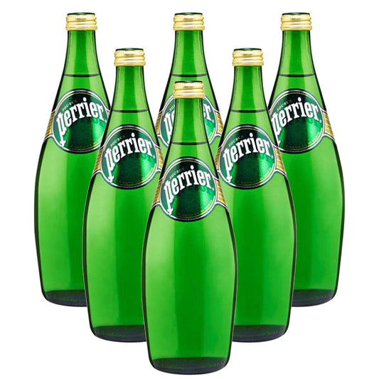 Perrier Sparkling Natural Mineral Water • Water Captured at the Source in France, 25.36 fl oz ℮ 750 ml, 6 Pack - "Natural mineral refreshment!"