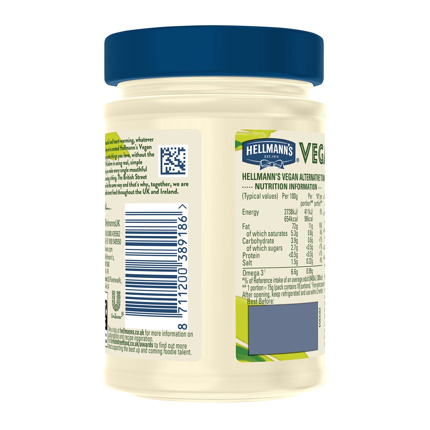 Hellmann's Vegan Mayonnaise, 9.52 oz ℮ 270 g - Vegan mayo, perfect for plant-based diets.