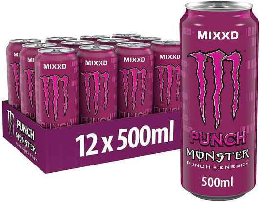 Monster Mixxd Punch Carbonated Energy Drink With A Refreshing Punch Taste 500ml (Pack Of 12) - "Mixxd Punch Power!"