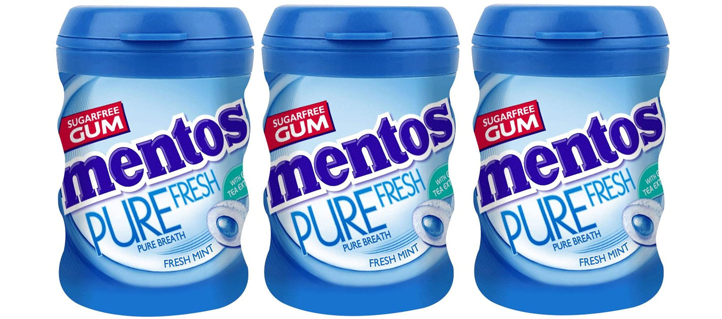 Mentos Pure Fresh Sugar Free Chewing Gum Fresh Mint With Green Tea Extract 20g Pack Of 3 (Imported) - "Mint Green Tea Sugar-Free Gum!"