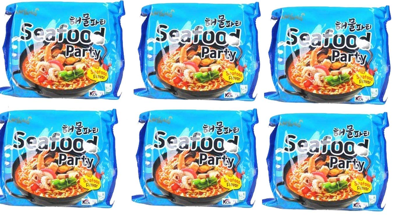 Samyang Seafood Party Flavor - 125g Pack 6 (Pack of 6) (Imported) - Six Times the Seafood Delight