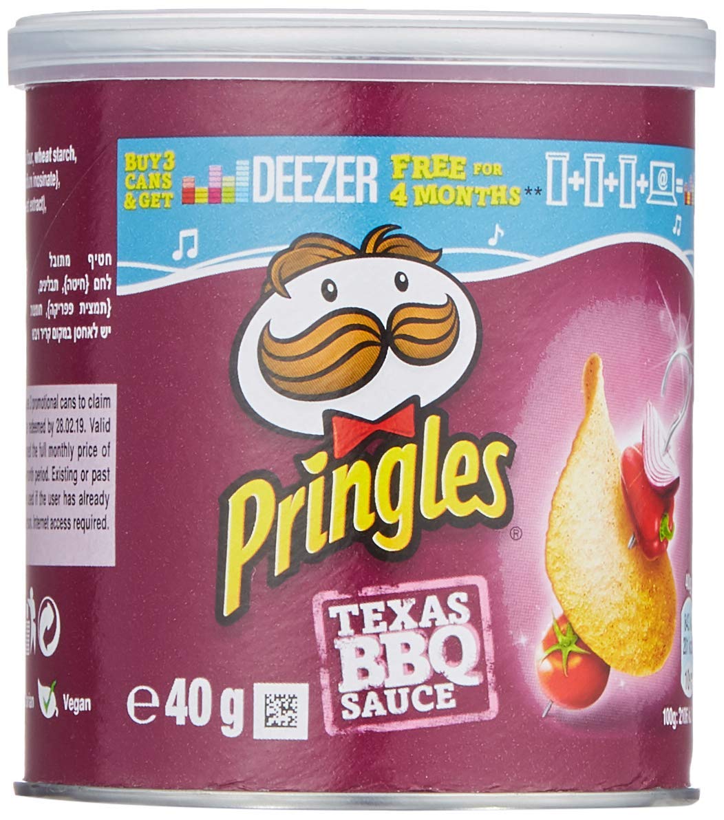 Pringles Potato Crisps, Texas BBQ Sauce - 40g - Texas BBQ sauce Pringles snack!