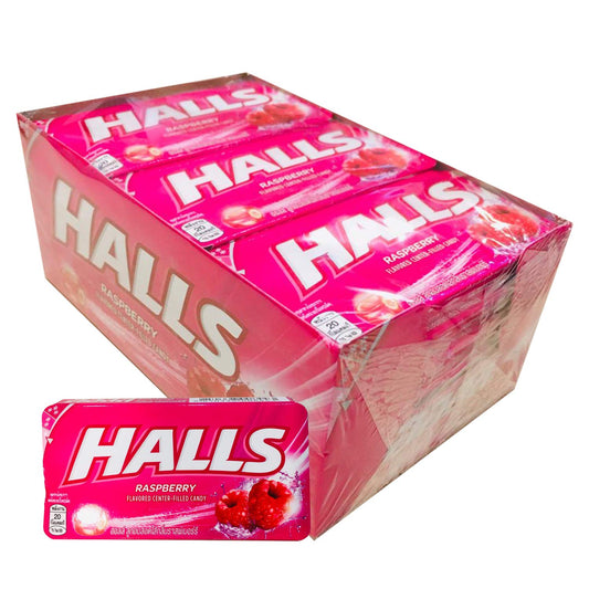 HALLS Raspberry Flavoured Center, Filled Candy - 18 Pack, 18 x 22.4 g - Raspberry-flavored candy with a luscious filled center.