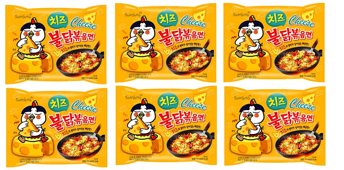 Samyang Buldak Cheese Hot Chicken Flavour Ramen Instant Korean Noodles - 130gm*6Pack (Pack of 6) (Imported)