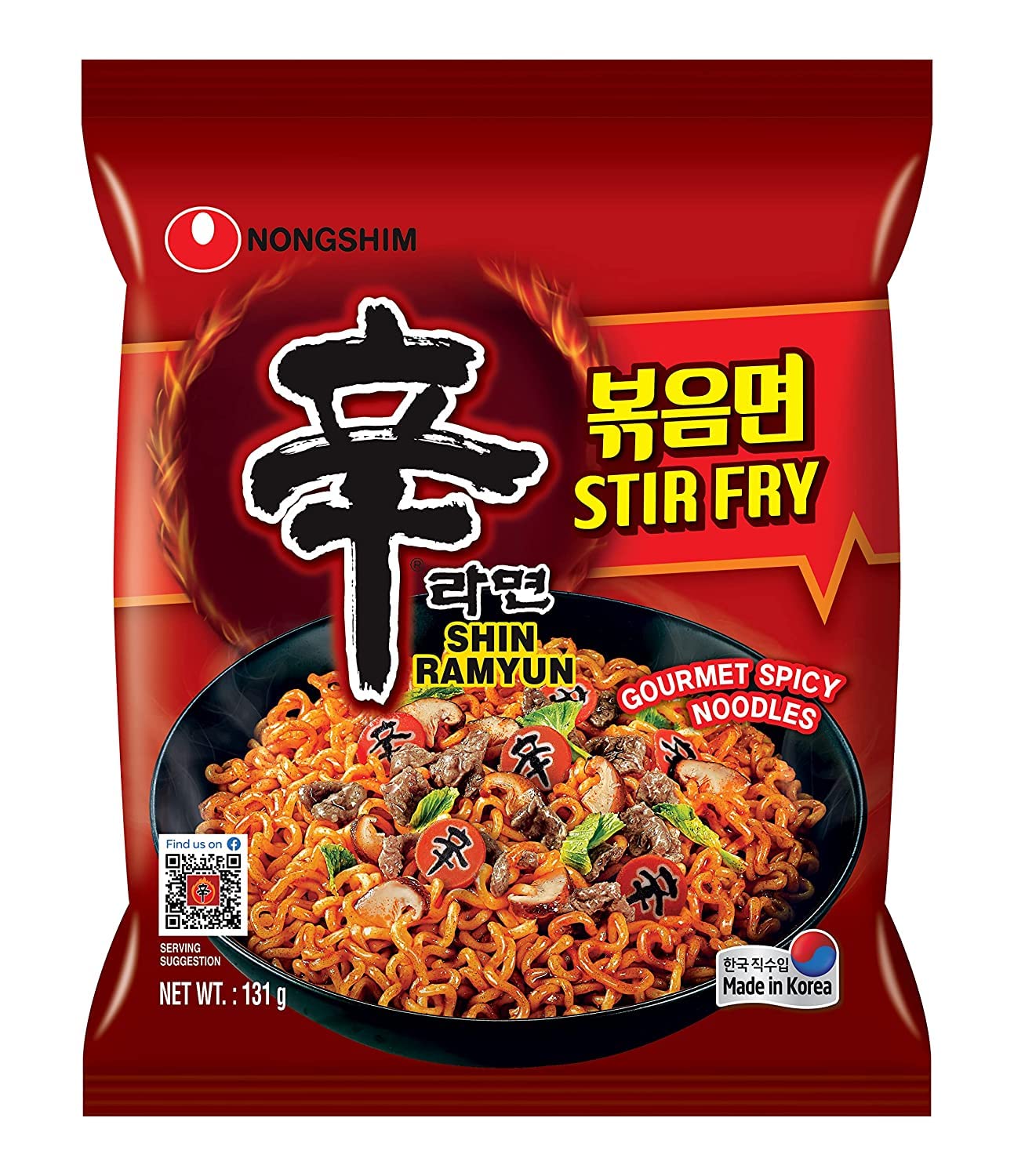 NOTTACIA Nongshim Shin Ramyun, Red Super Spicy,Stir Fry, Kimchi & Veggie Instant Noodles 120Gm*5Pack (Pack Of 5) (Imported), 120 Grams - "Ultimate spicy satisfaction!"