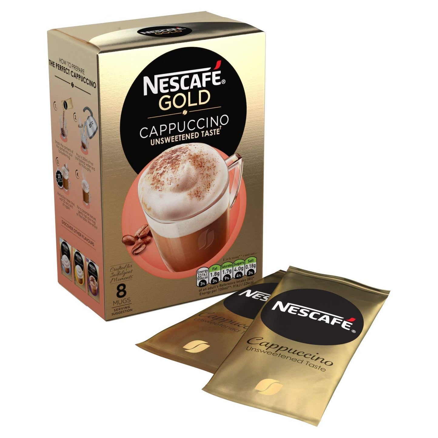 Nescafé Gold Cappuccino 14.2 g x 8 Sachet (113.6 g) - "Gold Cappuccino - 8 Sachets of Creamy Delight!"