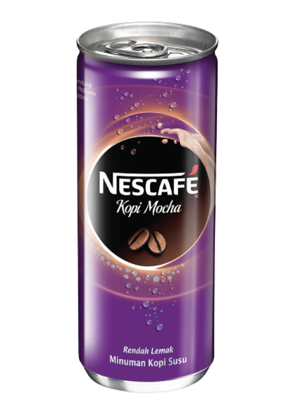 Nescafe Drink Mocha Can, Low Fat Milk Coffee Drink - 240 ML - "Low Fat Mocha - Rich Taste, Fewer Calories!"