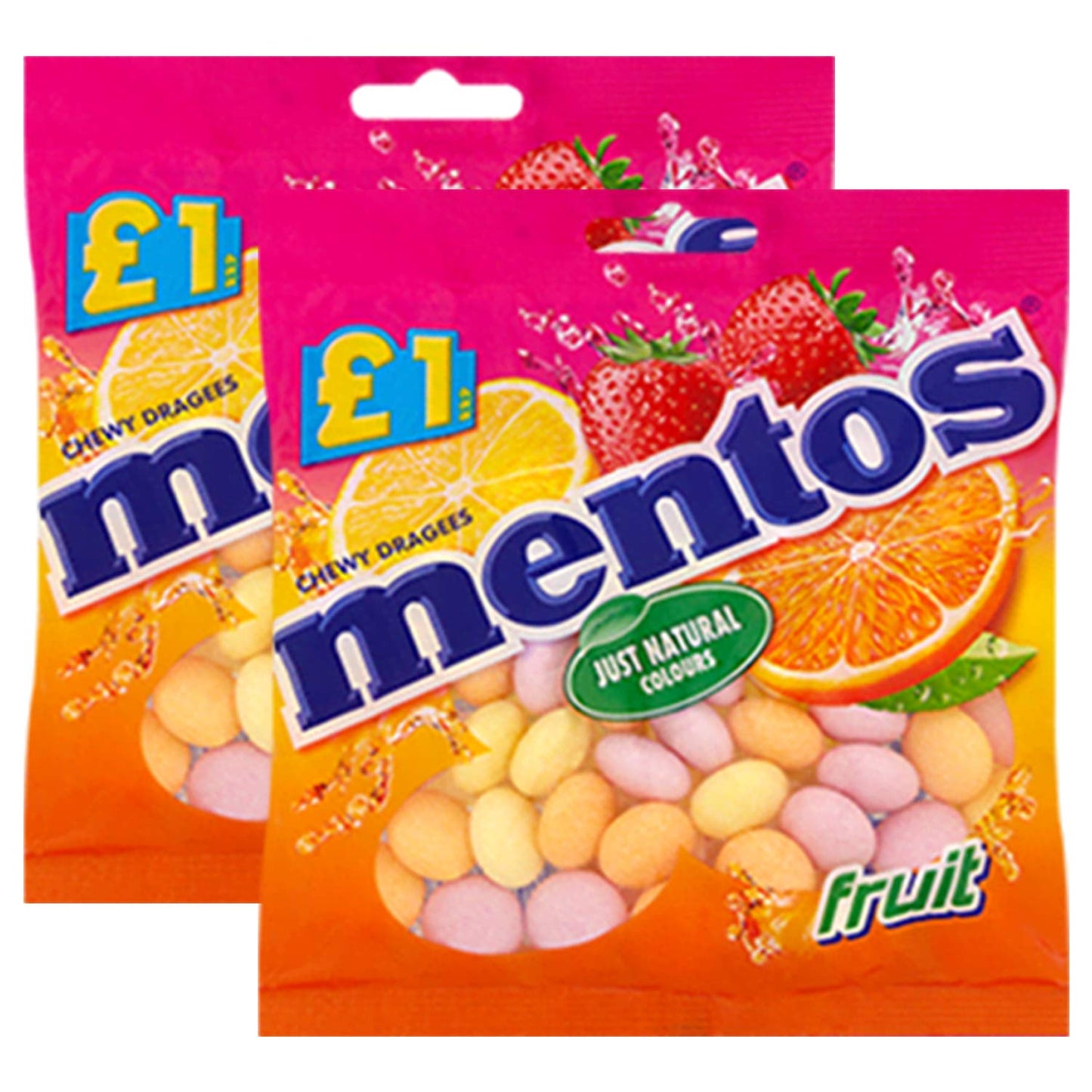 Mentos Chewy Dragees Tropical, 2 x 135 g - "Tropical Flavor Mentos!"