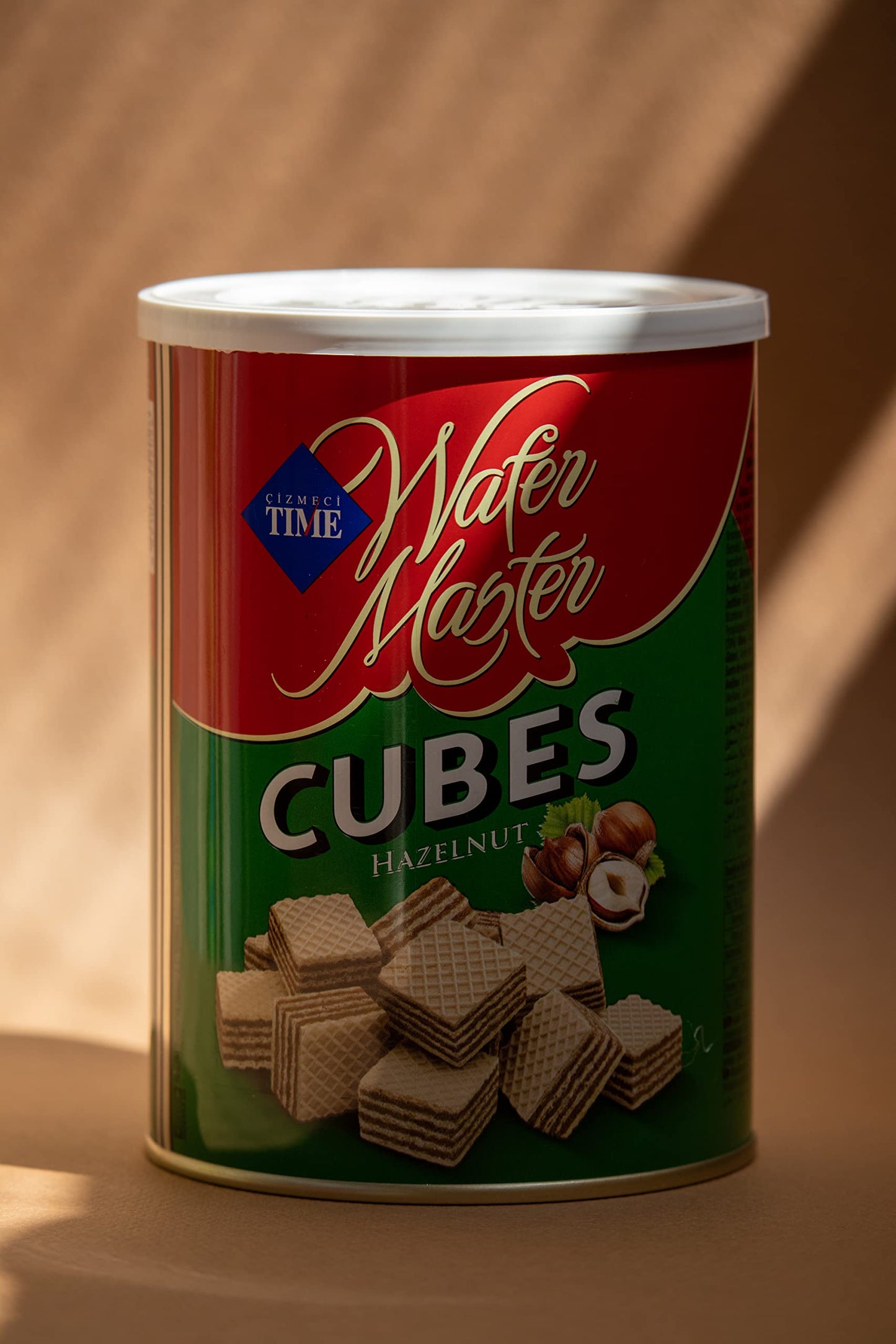 TIME Hazelnut Wafer Master Cubes Tin, 220g - Hazelnut wafer cubes