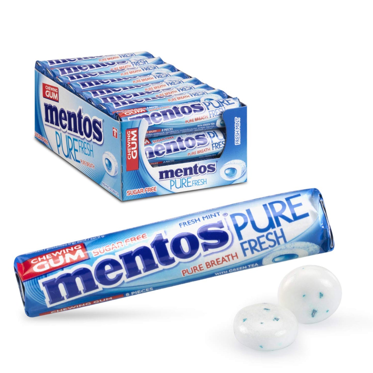 Mentos Sugarfree Pure Fresh, Mint, 24 x 15.5 g - "Pure Mint Joy!"