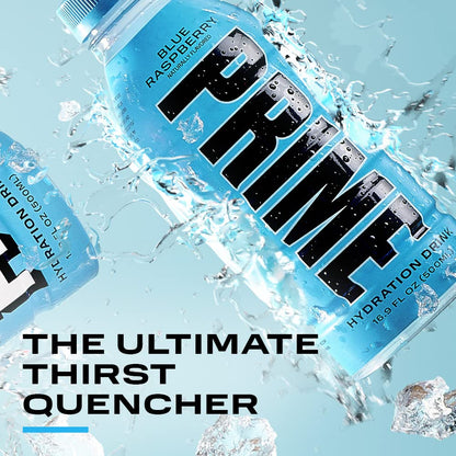 Prime Blue Raspberry Hydration Drink, 16.9 fl oz â„® 500 ml, 12 Pack - Stay hydrated with blue raspberry!