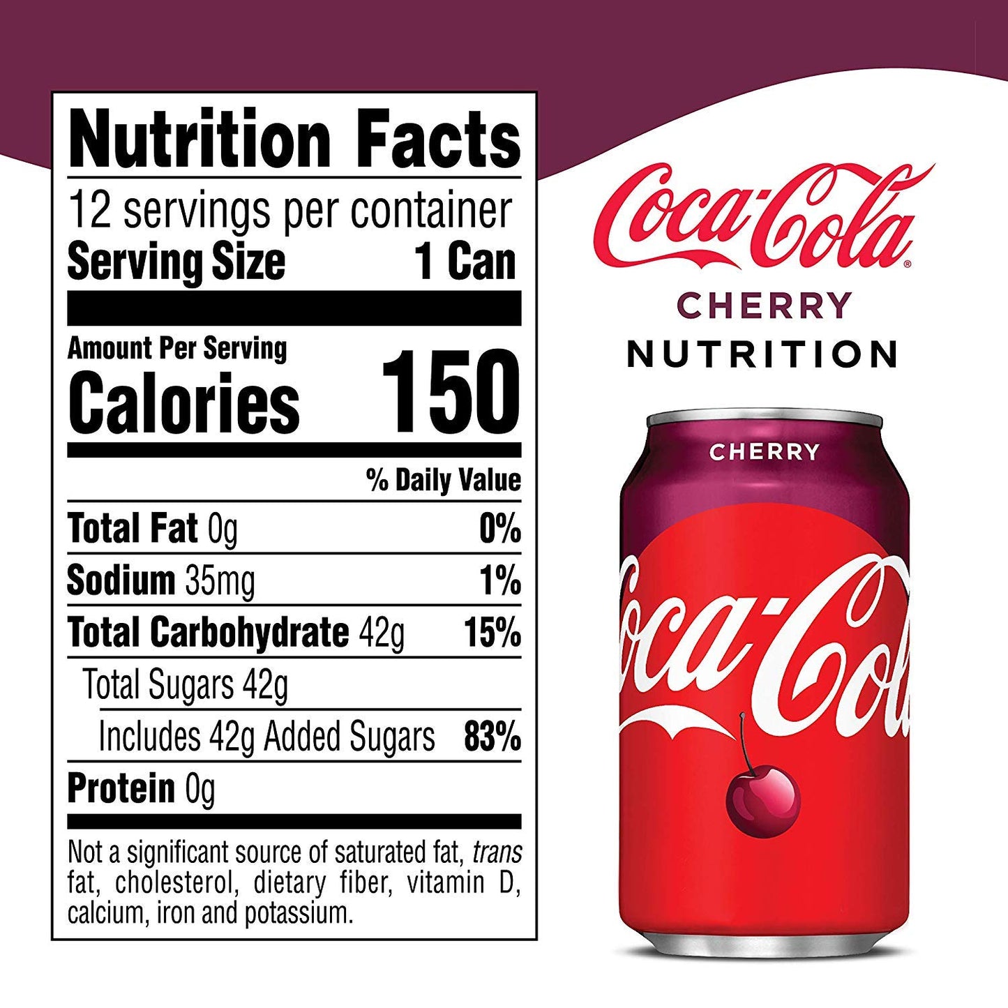 Coca-Cola Cherry Coke, 355ml, Vegetarian - Cherry Coke - Pack of 12