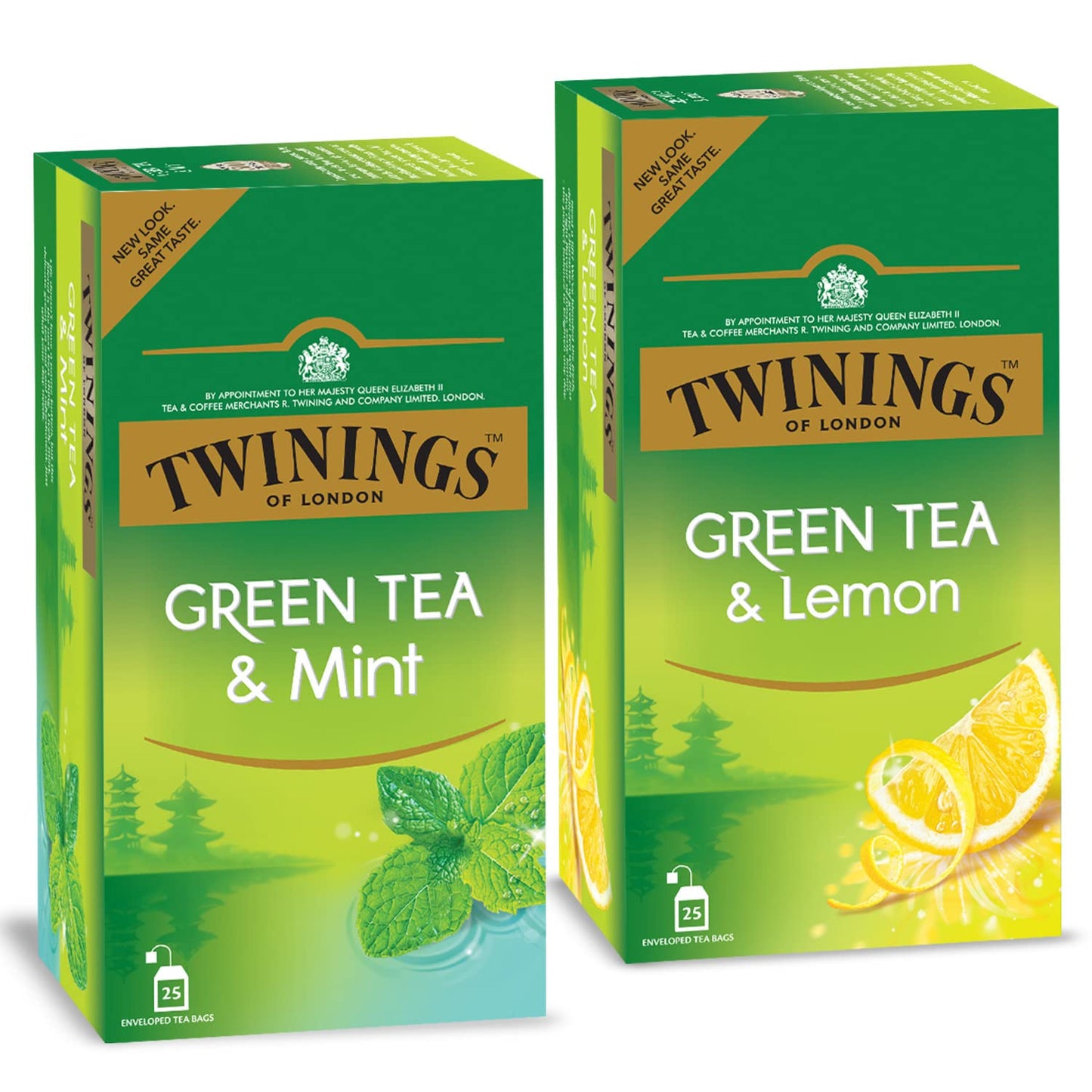 Twinings Green Tea Super Saver Combo (Green Tea & Mint 25S + Green Tea & Lemon 25S) - Bags, 0.2 Kg