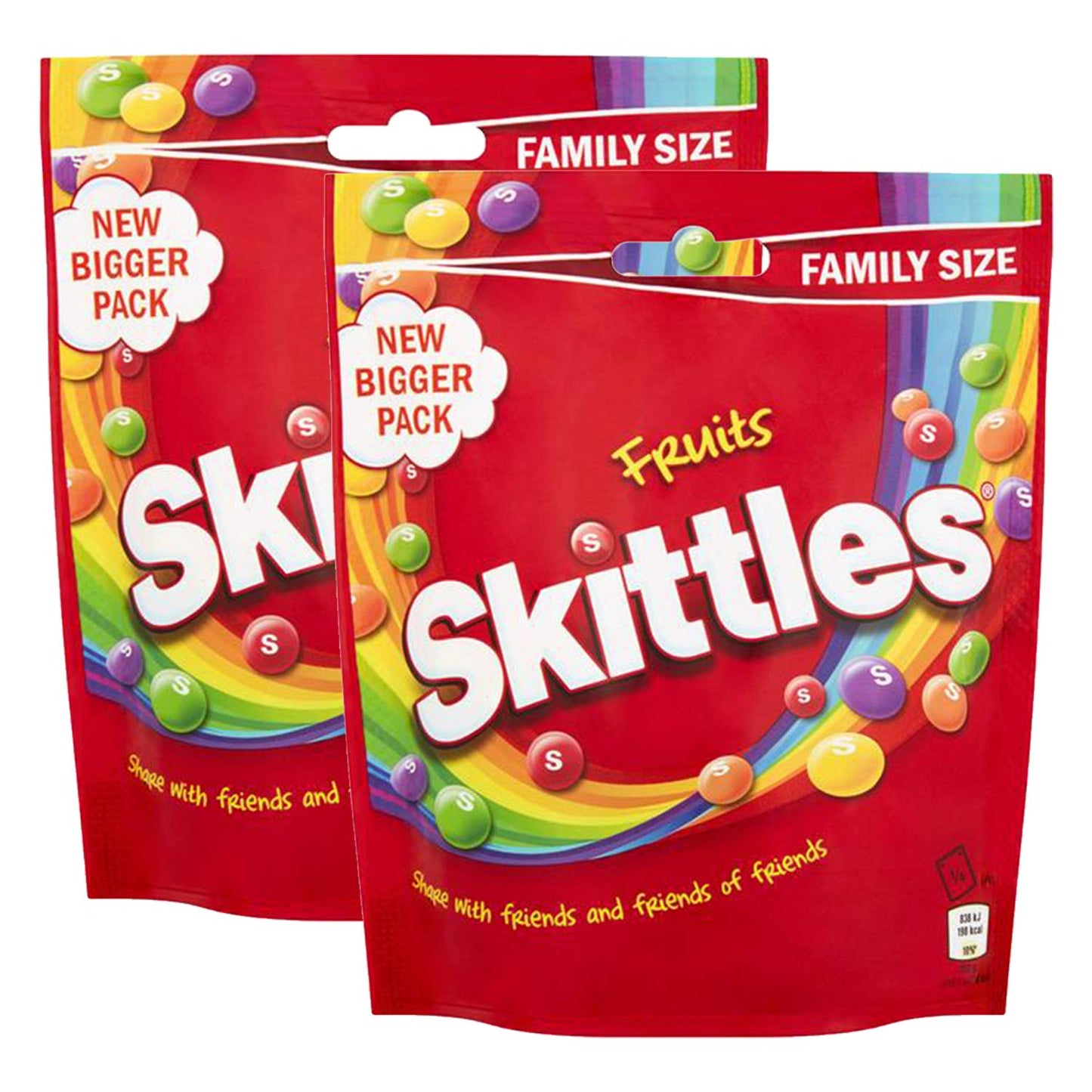 Skittles Fruits Flavoured Candy - 2 Pack Pouch, 2 x 196 g