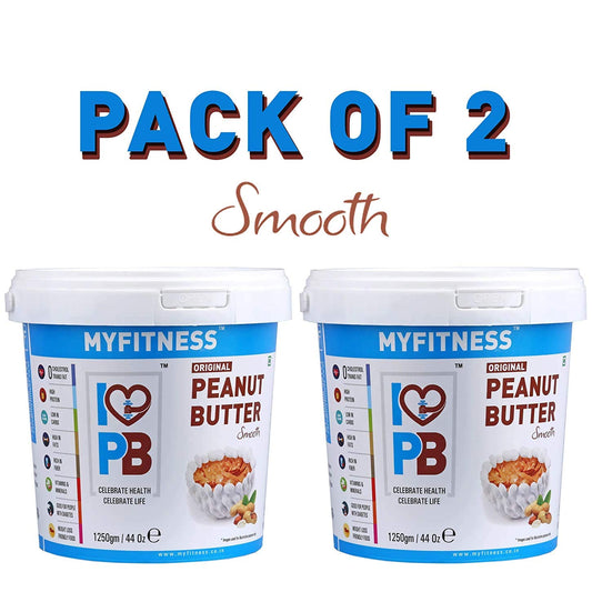 MYFITNESS Original Peanut Butter Smooth 1250g (Pack of 2) - "Smooth PB Twin Pack!"