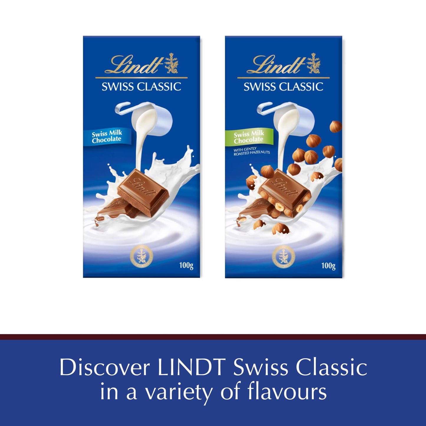 Lindt Swiss Classic Milk Chocolate, 2 X 100 g