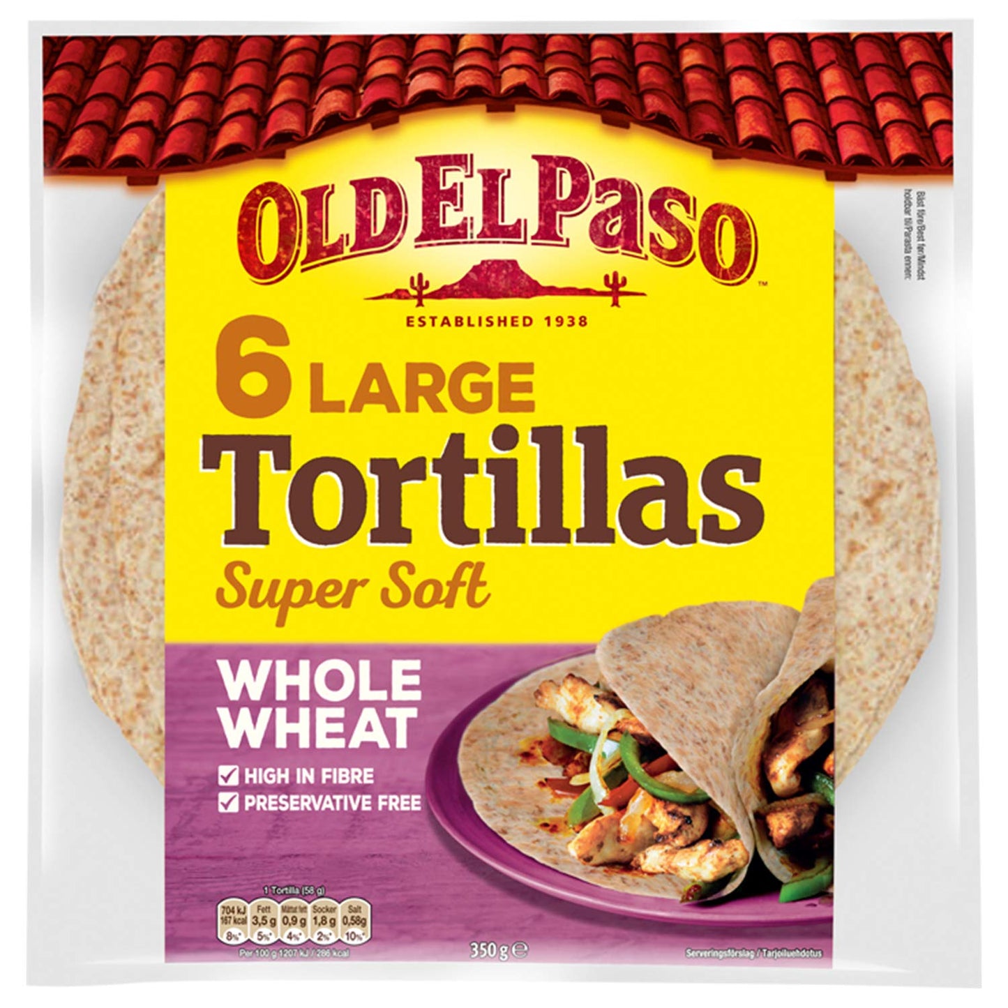 Old El Paso Tortilias Whole Wheat, 350 g - "Wholesome whole wheat!"