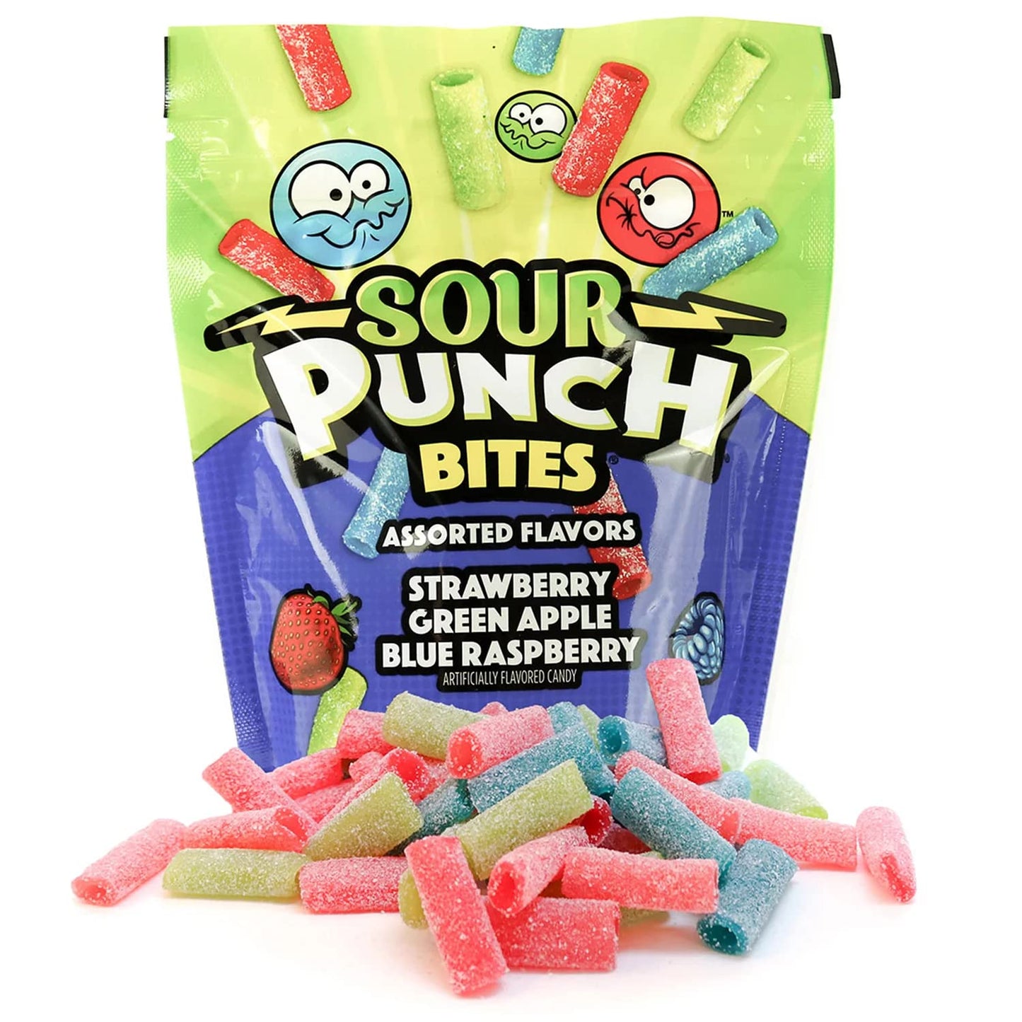 Sour Punch Bites, Assorted Flavors Chewy Candy, 9oz Resealable Bag