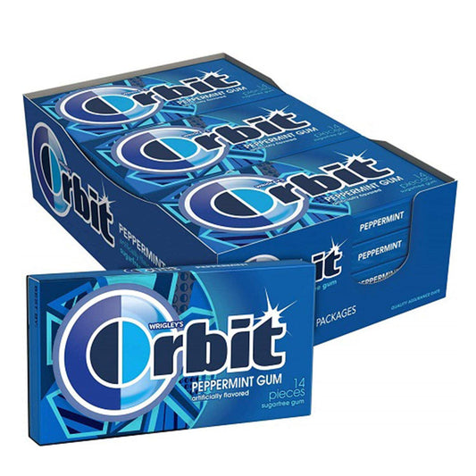 Wrigley's Orbit Peppermint Gum - 14 Sticks, Pack of 12, 33g Each - Long-Lasting Freshness!