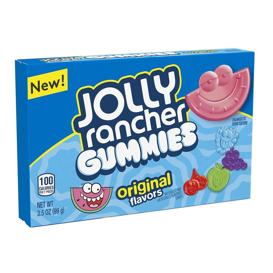 JOLLY RANCHER Gummies Original Fruit Flavored Candy Boxes, 99g - Grape, Cherry & Green Apple! - Savor the original fruit flavors of JOLLY RANCHER Gummies, 99g boxes of grape, cherry, and green apple.