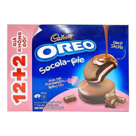 Cadbury Oreo Chocolate Pie with Strawberry Marshmallow Filling 420g (12+2)