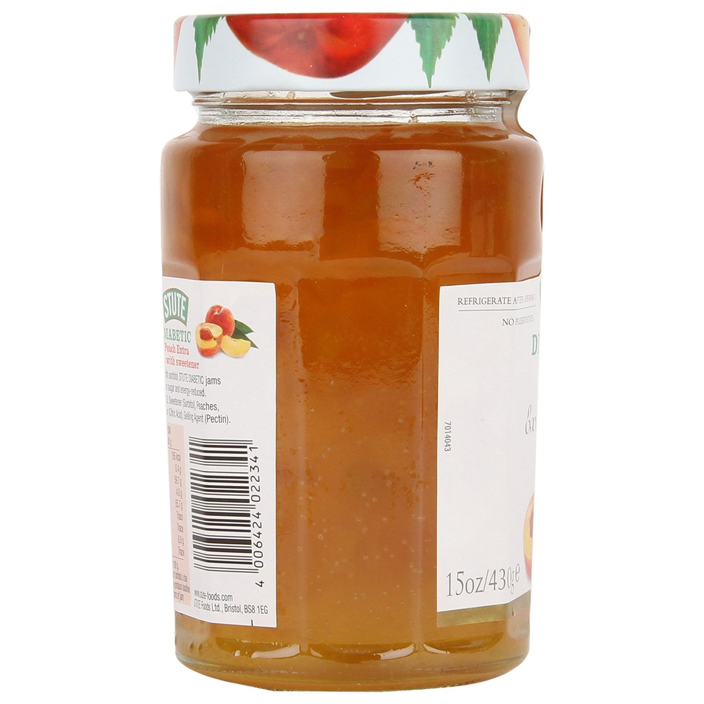 Stute Peach Extra Jam • No Sugar Added, 15.17 oz / 430 g