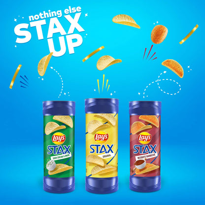 Lay's STAX Sour Cream and Onion Flavoured Potato Crisps 155.9g - "Sour Cream Goodness!"