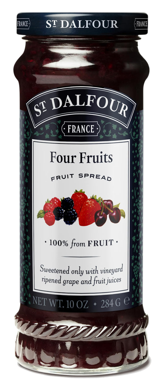 St Dalfour Four Fruits Fruit Spread 284 g | No Added Sugar | 100% from Fruit | No Added Preservatives, Colours, Flavors or Sweeteners | No Corn Syrup | Traditional French Recipe