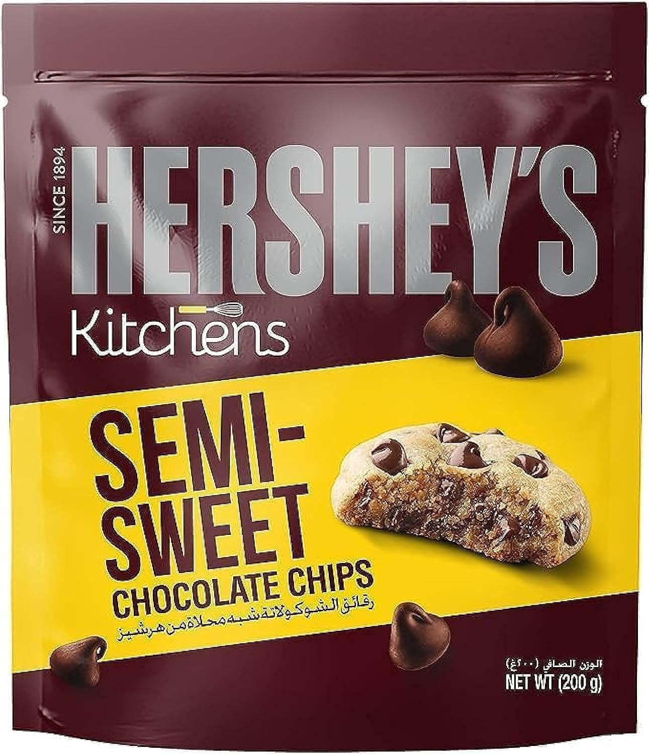 Hershey's Kitchens Semi-Sweet Chocolate Chips, 275 g, Dark Brown & White (210002) - Semi-sweet chocolate chips, 275g bag.